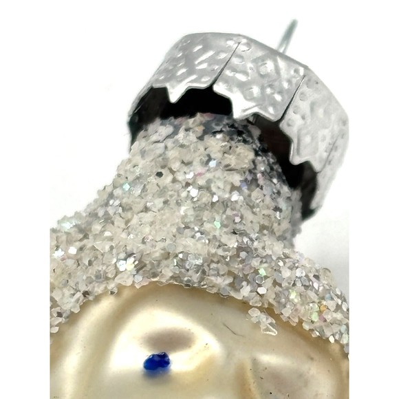 Vintage Hand Blown Glass Christmas Ornament Old World Santa Sapphire Glitter - Picture 16 of 16